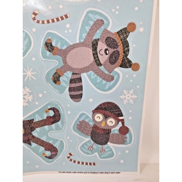 Christmas Window Clings Sticker Decals Holiday Glitter Flocked Santa Friends U13 - Picture 4 of 4